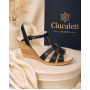 Sandale dama negre din piele naturala box cu barete impletite si talpa tip pana S51NBOX